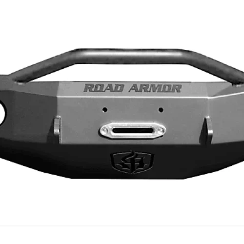 Road Armor Stealth 23714B 2000-2007 GMC Sierra 2500/3500 Winch Front Bumper with Pre-Runner Guard and Round Light Cutouts
